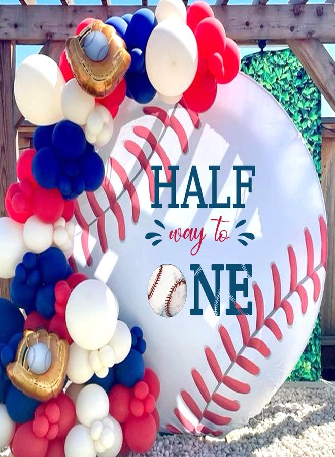 MUWEOL ملصق MUWEOL Baseball Half Way To One - ديكور حفلات عيد ميلاد نصف بيسبول، أبيض مع تصميم أزرق وأحمر، احتفالًا بالأشهر الستة الأولى (ملصق نصف بيسبول) - Image 3