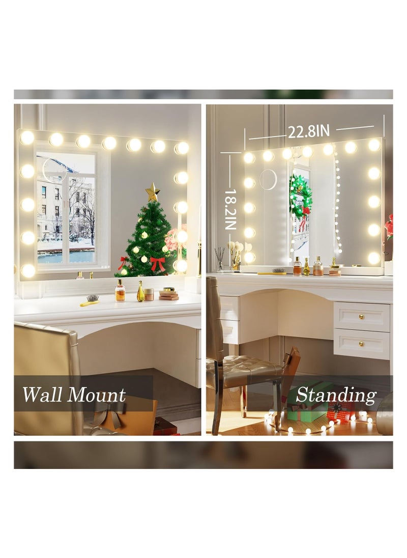 Generic - Hollywood Vanity Mirrors 58cm Lighted Makeup Mirror With 15 Dimmable LED Bulb 3 Color Lights Sturdy White Frame - Image 1