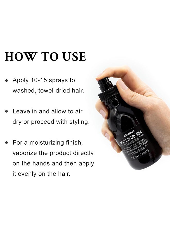 Davines OI All In One Milk, Hair Milk Spray, Powerful Hair Detangler + Hydrating Leave-In Treatment, Smoothes Frizzy Hair, Detangles, Controls Frizz & Heat Protectant, 135ml - Image 4