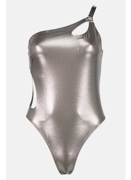 adidas Originals Women Solid Sleeveless One Piece Swimwear, Silver  - Image 1