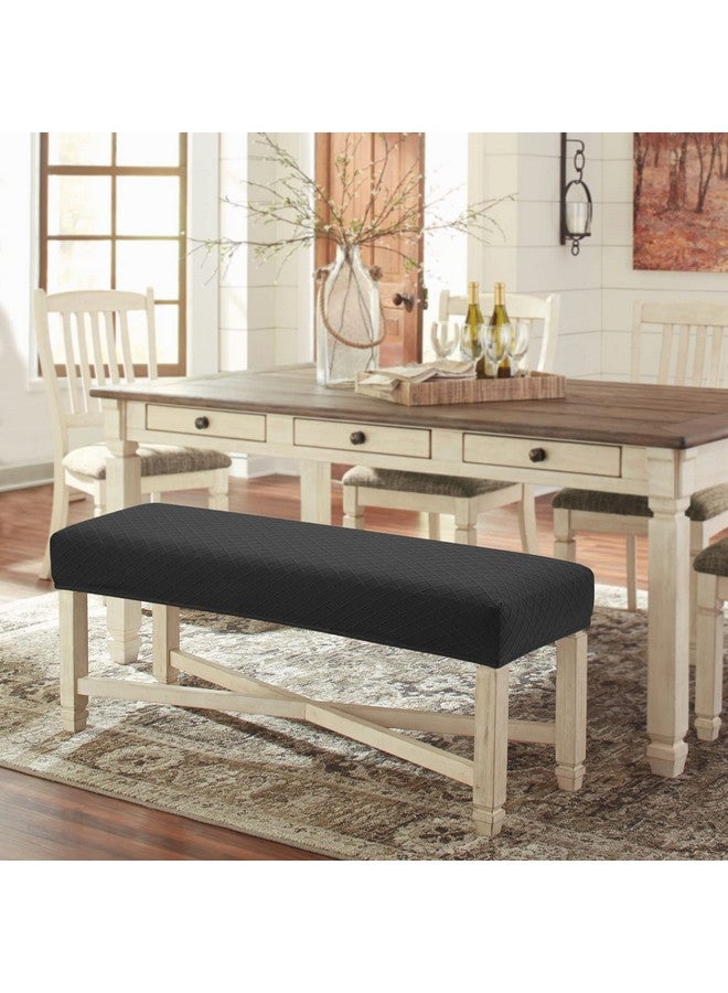 Fuloon Stretch Jacquard Dining Bench Cover - Anti-Dust Removable Bench Slipcover Washable Bench Seat Protector Cover For Living Room, Bedroom, Kitchen (Black) - Image 2