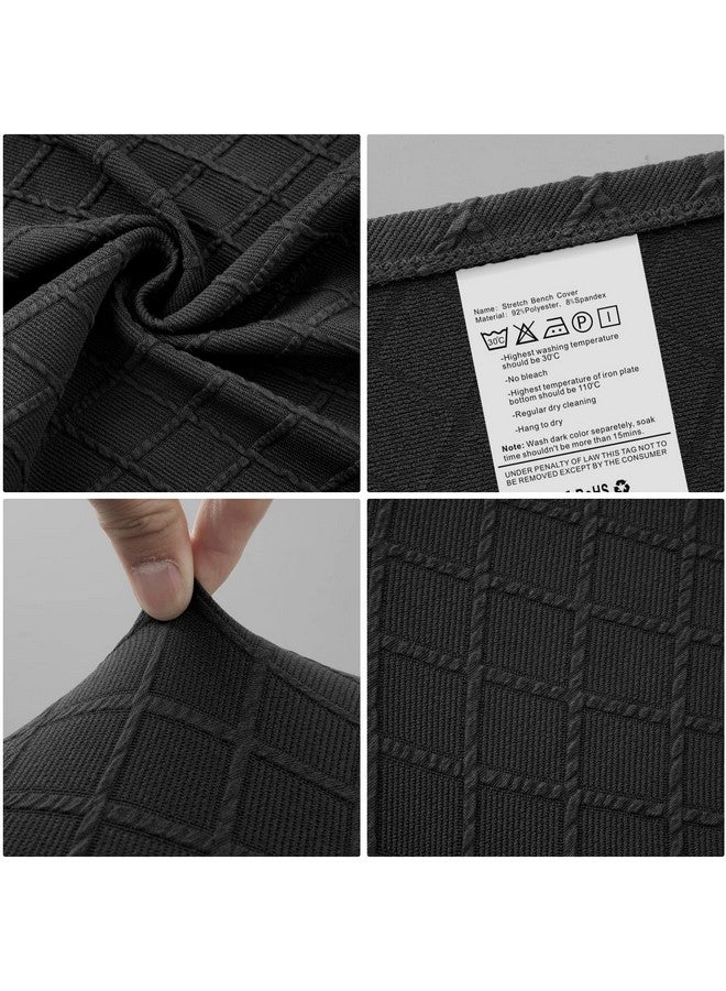 Fuloon Stretch Jacquard Dining Bench Cover - Anti-Dust Removable Bench Slipcover Washable Bench Seat Protector Cover For Living Room, Bedroom, Kitchen (Black) - Image 4