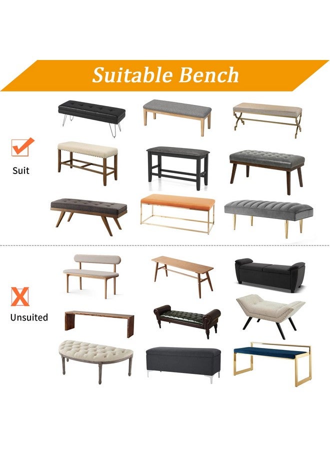 Fuloon Stretch Jacquard Dining Bench Cover - Anti-Dust Removable Bench Slipcover Washable Bench Seat Protector Cover For Living Room, Bedroom, Kitchen (Black) - Image 5