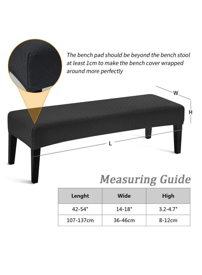 Fuloon Stretch Jacquard Dining Bench Cover - Anti-Dust Removable Bench Slipcover Washable Bench Seat Protector Cover For Living Room, Bedroom, Kitchen (Black) - Image 3