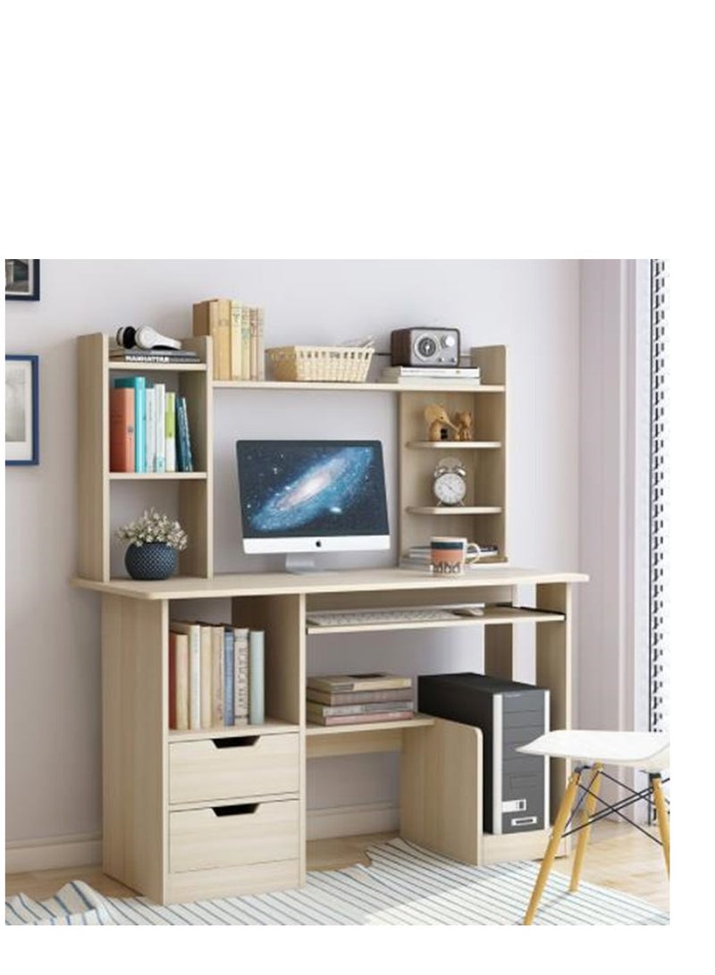 110x45x133CM Wooden Study Desk with Book Shelves for Kids Child Children Students Study Table - Image 1