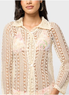 Ginger Crochet Button Down Beach Coverup  - Image 2
