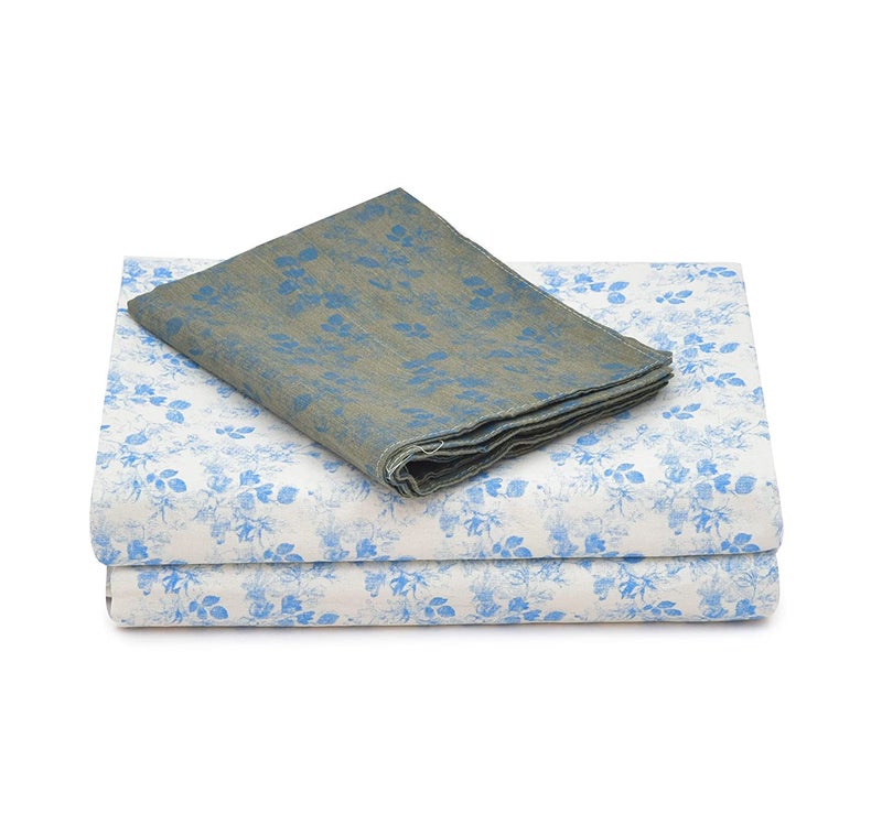 RRC Printed Cotton bedsheets with 1 Pillow Cover - 100% Cotton Single Bedsheet (60" x 90") (Aqua Green) - Image 2