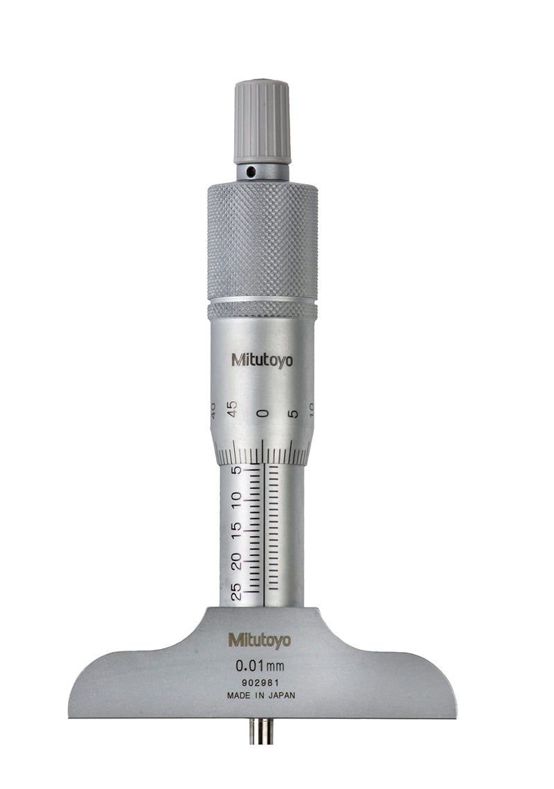 Mitutoyo 128-101 Vernier Depth Gauge, Micrometer Type, 0-25mm Range, 0.01mm Graduation, +/-0.003mm Accuracy, 63.6mm x 16mm Base - Image 3