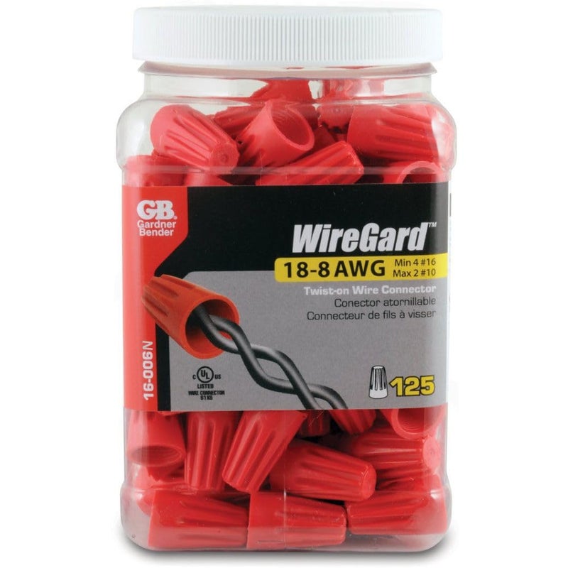 Gardner Bender 16-006 WireGard Screw-On Wire Connectors, 125 Pack, Red, 125 - Image 2
