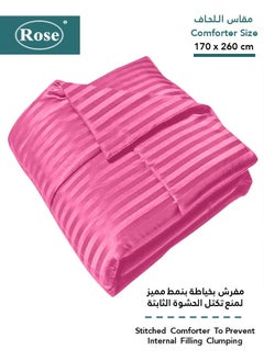 Rose ROSE Striped Luxury Hotel Comforter, Premium Microfiber, Set of 4 pieces, Soft Lightweight, Extra Twin size 260x170 cm, Fuchsia  - Image 2