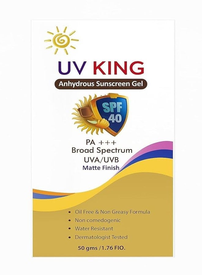 UV King Anhydrous Sunscreen Gel SPF 40 PA+++ 50g | Broad Spectrum UVA/UVB Protection | Matte Finish