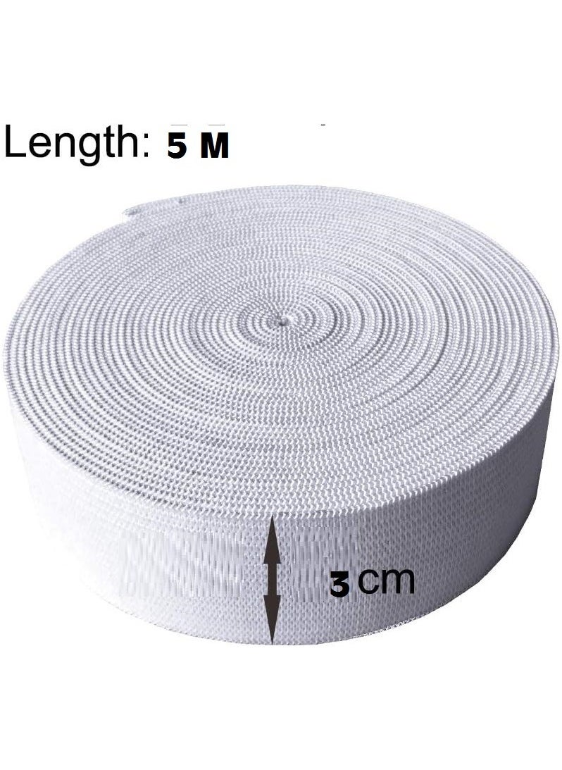 Generic Clothes elastic, 3 cm wide, 5 meter long, white  - Image 1