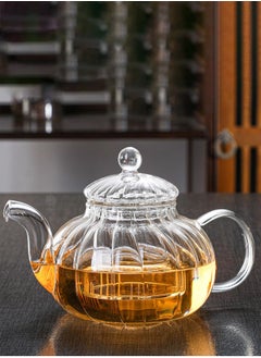 600ml Glass Teapot with Infuser, Teapot with Glass Strainer for Loose Tea, Heat Resistant Borosilicate Glass Teapot with Removable Infuser, Tea Kettle Safe On Stovetop