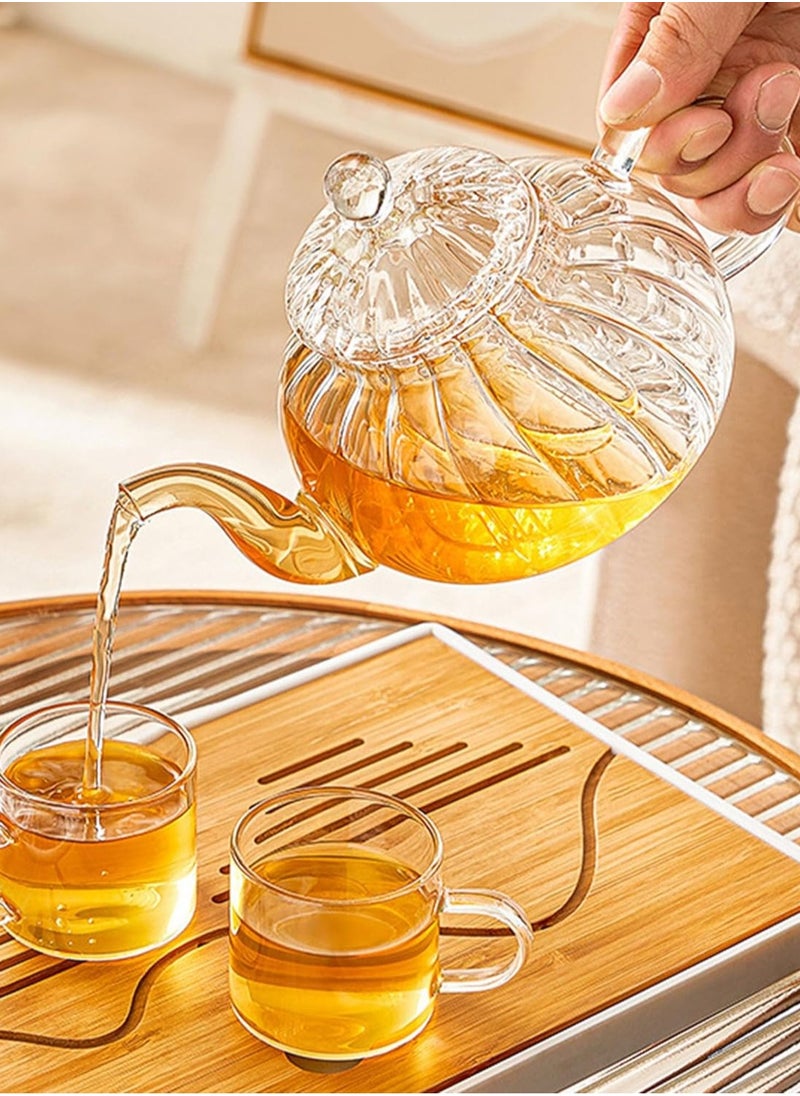 LOOPITYS - 600ml Glass Teapot with Infuser, Teapot with Glass Strainer for Loose Tea, Heat Resistant Borosilicate Glass Teapot with Removable Infuser, Tea Kettle Safe On Stovetop - Image 1