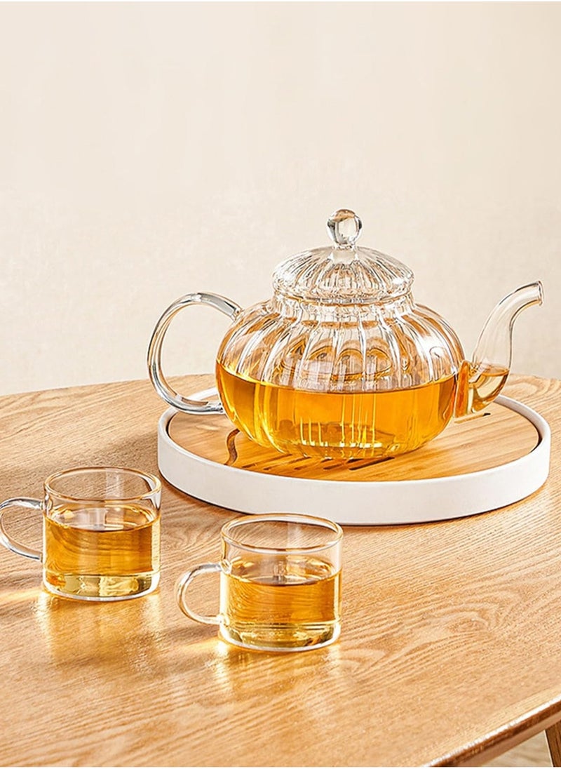 LOOPITYS - 600ml Glass Teapot with Infuser, Teapot with Glass Strainer for Loose Tea, Heat Resistant Borosilicate Glass Teapot with Removable Infuser, Tea Kettle Safe On Stovetop - Image 1
