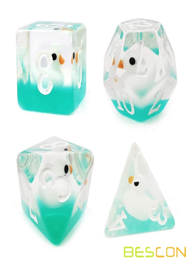 Bescon Swimming WhiteDuck RPG Dice Set of 7, Novelty White Duck Polyhedral Game Dice Set - Image 5