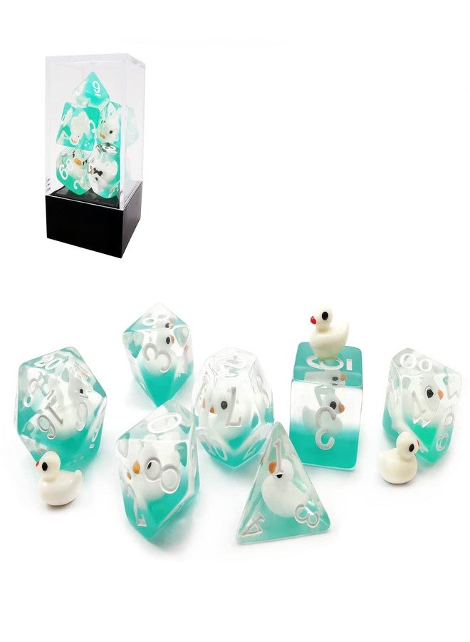 Bescon Swimming WhiteDuck RPG Dice Set of 7, Novelty White Duck Polyhedral Game Dice Set - Image 4