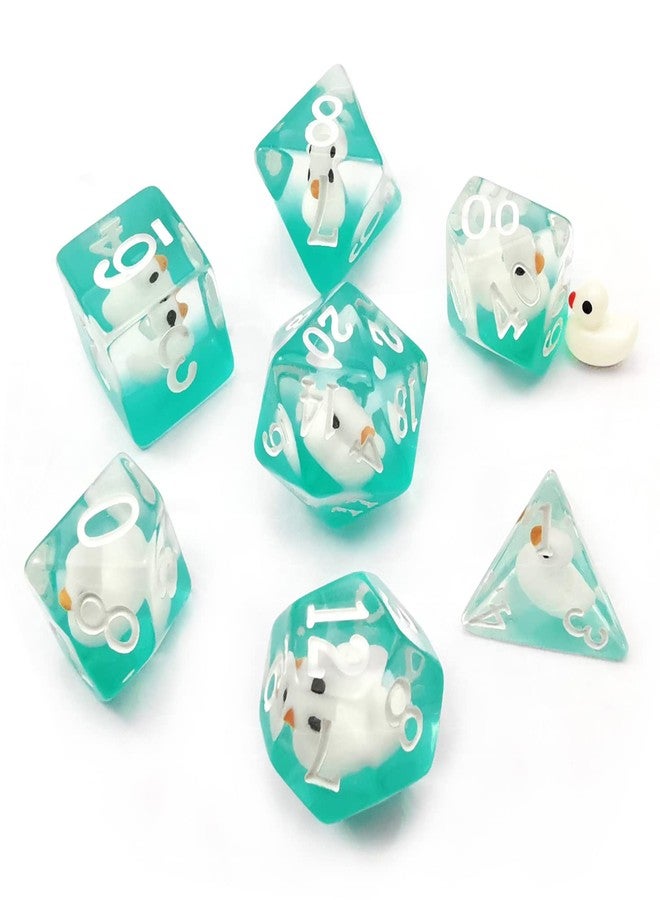 Bescon Swimming WhiteDuck RPG Dice Set of 7, Novelty White Duck Polyhedral Game Dice Set - Image 2