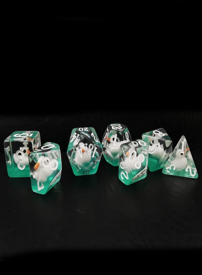 Bescon Swimming WhiteDuck RPG Dice Set of 7, Novelty White Duck Polyhedral Game Dice Set - Image 3