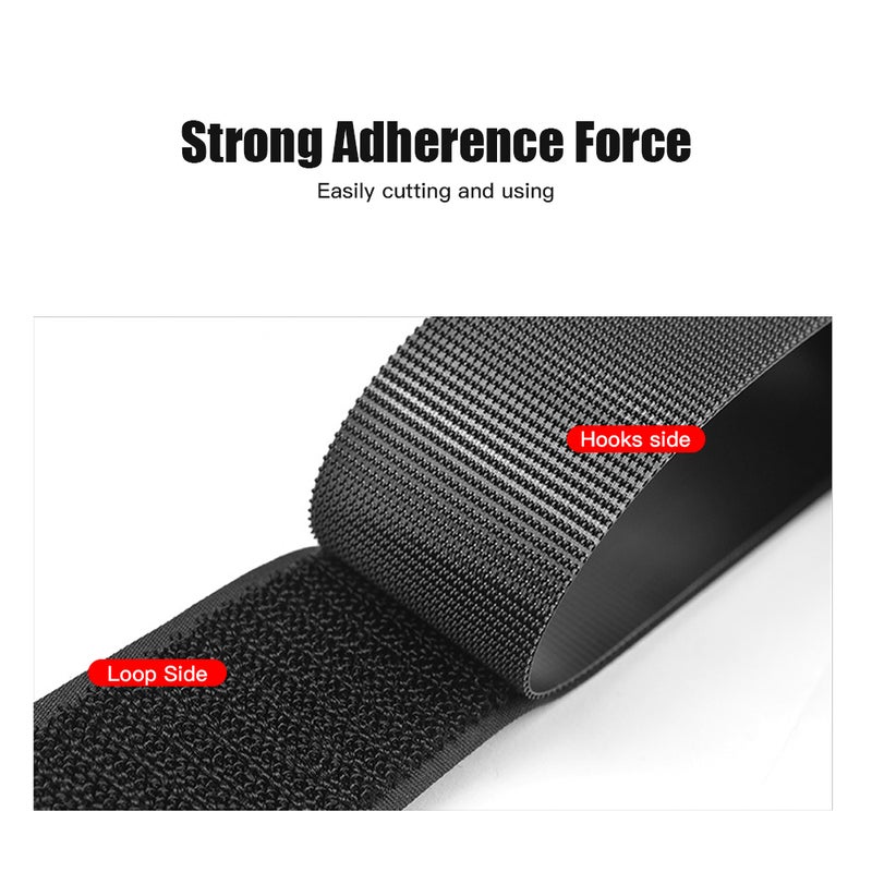 Loquat 1 Roll Self Adhesive Reusable Cable Tie Hook  Loop Black - Image 3