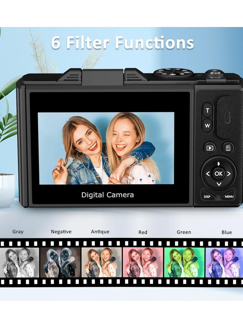 Generic Digital Camera, 5K Vlogging Camera, Kids Camera 75MP Point and Shoot Digital Cameras with 64GB TF Card, 18X Zoom, For Kids Boys Girls(Black)  - Image 5