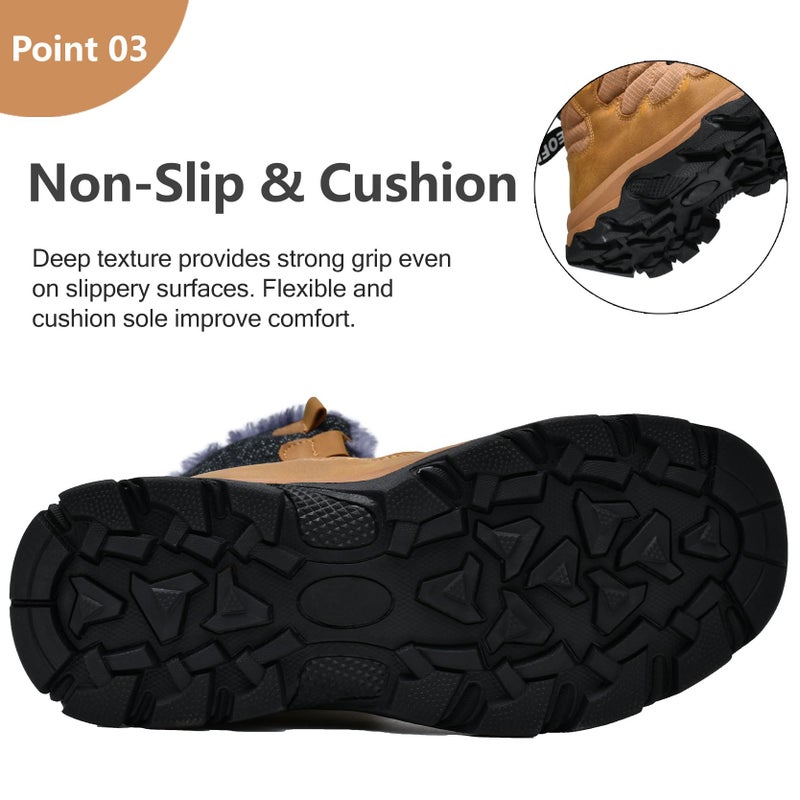 TRAILBLITZ Men's Winter Snow Boots Water Resistant Non Slip Warm Outdoor Lightweight Comfortable Durable 7.1 IN Height Hiking Shoes (12 Men, Khaki) - Image 5