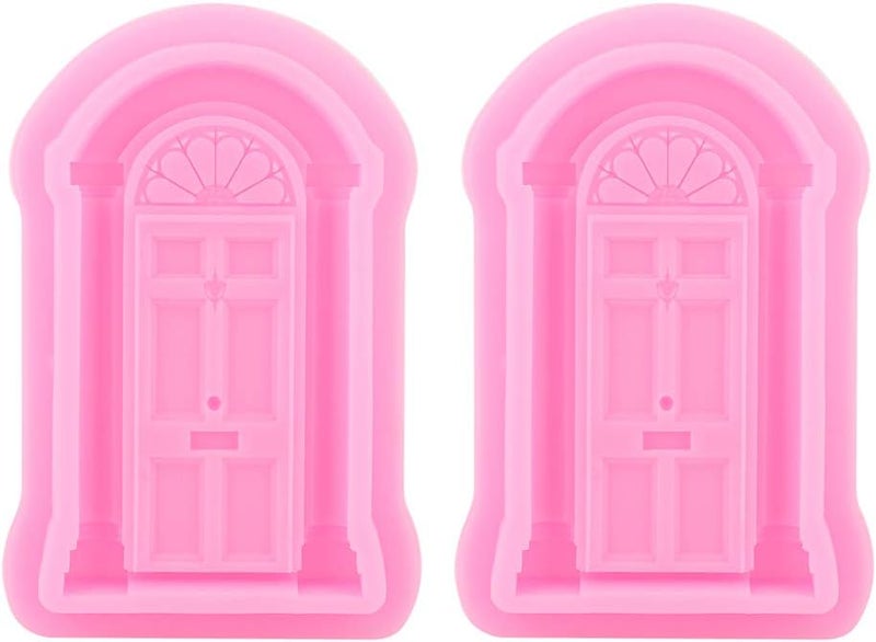 Dioche Window Frame Silicone Pattern, Silicone Houses 2pcs 14x9cm Cake Border Cute for Cupcake Cake Topper Decoration (Pink) - Image 5