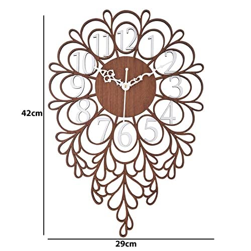 Nozvera Wooden Wall Clock for Home Decor Vintage Silent Wall Clock for Home Antique Wooden Big Size Wall Clock for Home Stylish, Living Room, Bedroom, Office and Hall (16 Inch X 11 Inch) - Image 3