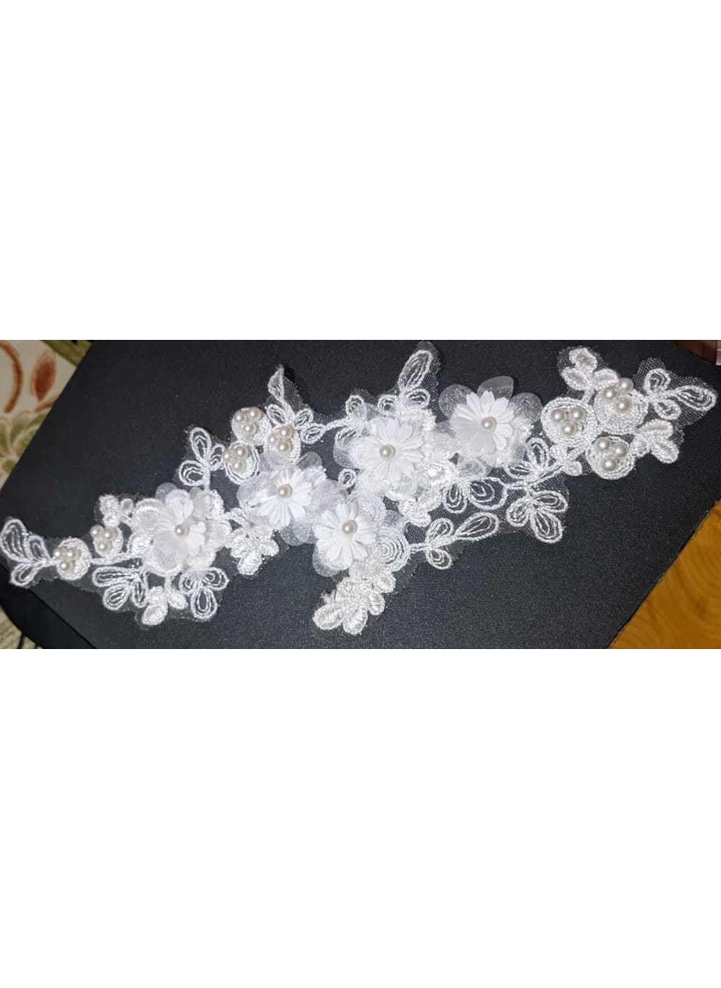 Generic Unique Bridal White lace Applique Patch 2 White Flower Patch  - Image 4