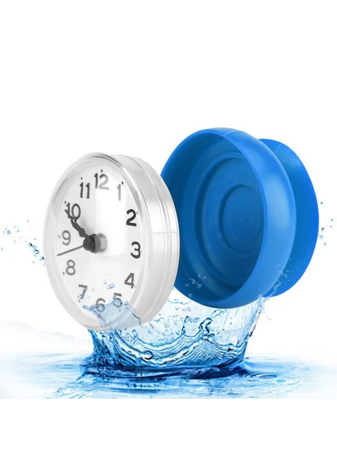Pomya Bathroom Clock, Suction Cup Wall Clock Waterproof Bath Shower Clock for Kitchen Bathroom (Blue) - Image 1