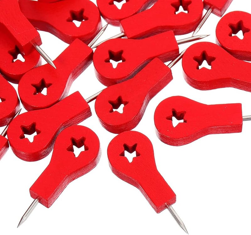 SAFIGLE 50 قطعة دبابيس سهام خشبية حمراء للوحة الفلين خريطة مكتب مستلزمات مدرسية - Image 4