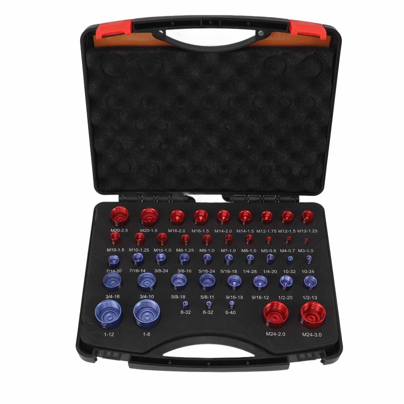 44pcs Nut and Bolt Thread Checker Red Blue Nut and Bolt Size Gauge Inch Metric Nut and Bolt Identifier Gauge Set - Image 1