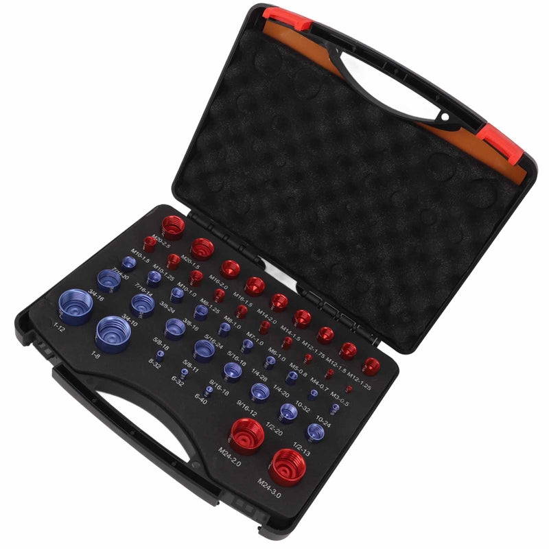 44pcs Nut and Bolt Thread Checker Red Blue Nut and Bolt Size Gauge Inch Metric Nut and Bolt Identifier Gauge Set - Image 4
