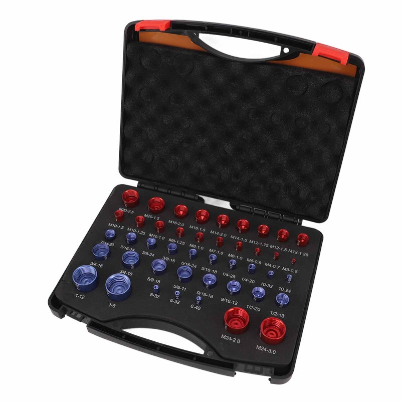 44pcs Nut and Bolt Thread Checker Red Blue Nut and Bolt Size Gauge Inch Metric Nut and Bolt Identifier Gauge Set - Image 2