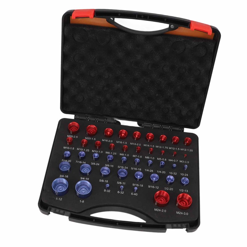 44pcs Nut and Bolt Thread Checker Red Blue Nut and Bolt Size Gauge Inch Metric Nut and Bolt Identifier Gauge Set - Image 3
