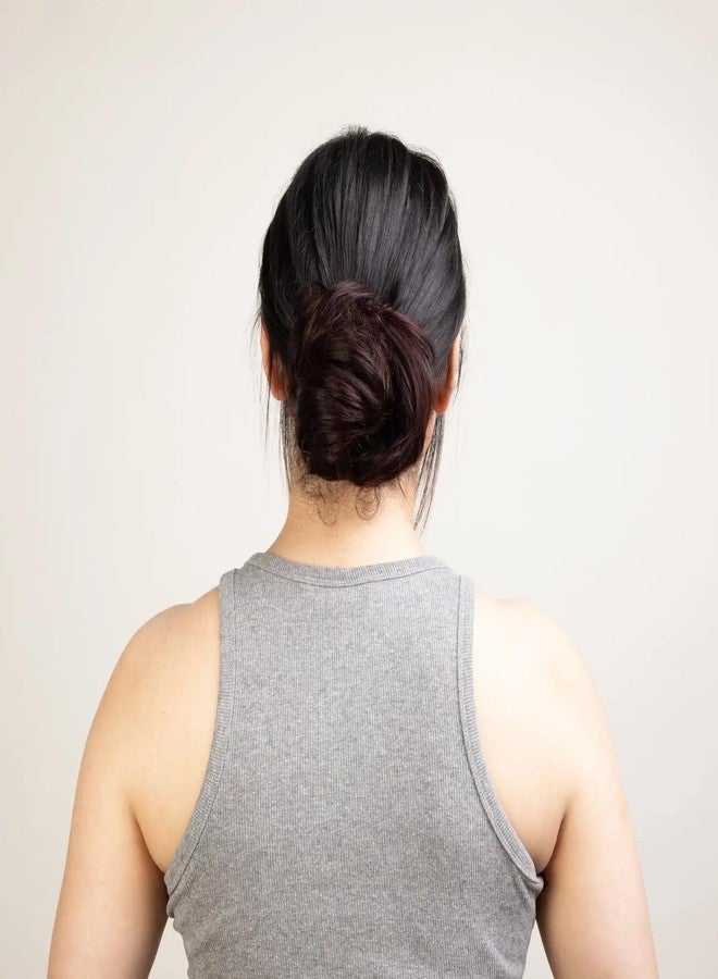 Capilus Natural Human Hair Buns - Messy Juda Bun Hair Extension - Indian made Donut Scrunchies with Elastic Rubber band (Natural Black) - Image 2