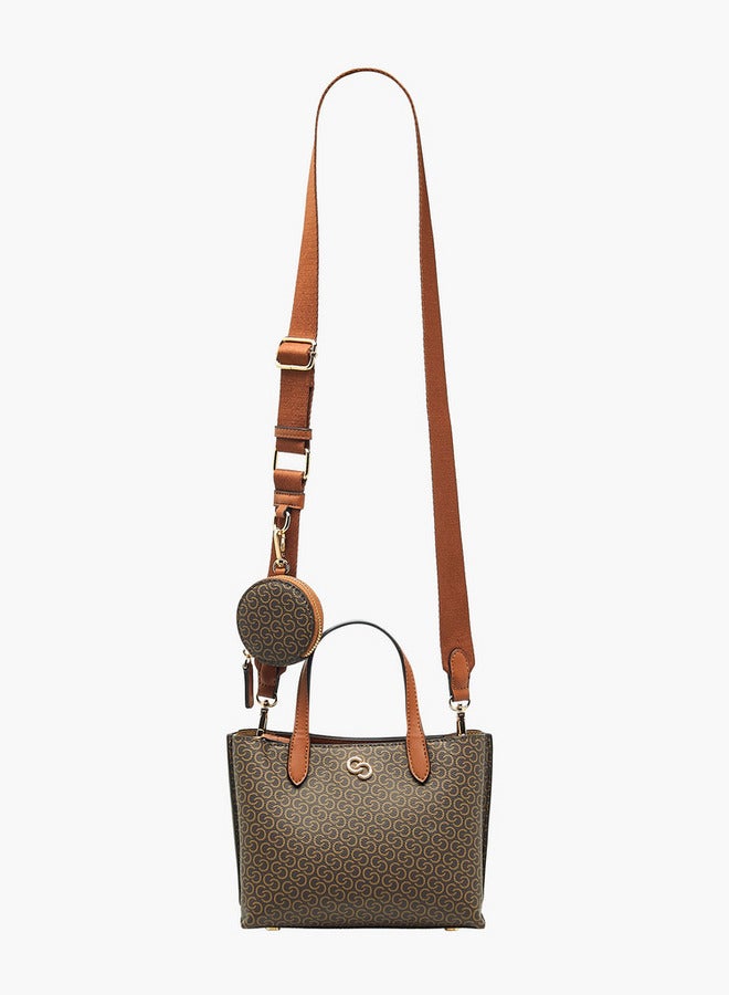 سيليست حقيبة يد مونوجرام بحزام قابل للفصل وإغلاق بأزرار - Image 3