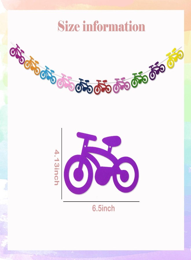 Kinyanco 50pcs Cute Bicycle Party Banner Colorful Felt Bike Garland Sports Bicycle Theme Decor for Kids Adults Bike Enthusiast Birthday Party Baby Shower Bachelorette Room Decor Classroom Decorations - Image 2