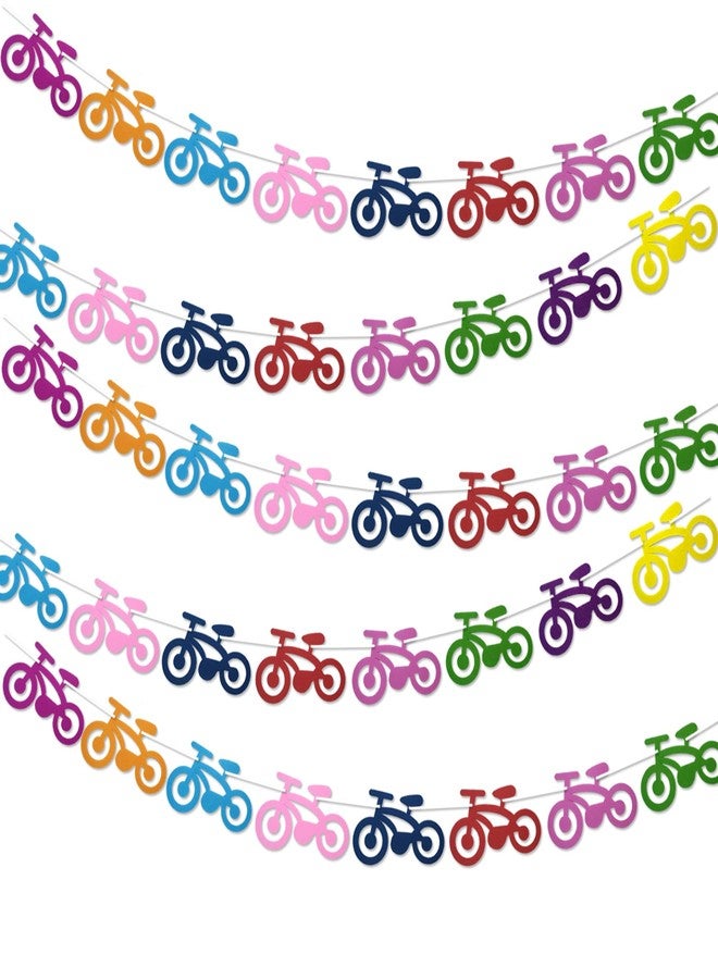 Kinyanco 50pcs Cute Bicycle Party Banner Colorful Felt Bike Garland Sports Bicycle Theme Decor for Kids Adults Bike Enthusiast Birthday Party Baby Shower Bachelorette Room Decor Classroom Decorations - Image 1