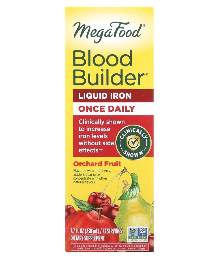 MegaFood Blood Builder Liquid Iron Once Daily Orchard Fruit 7.7 fl oz (230 ml)