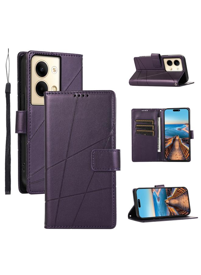 اس-توب جراب هاتف OPPO Reno9 مصنوع من جلد البولي يوريثان الأصلي ومزخرف بخطوط منقوش - Image 1