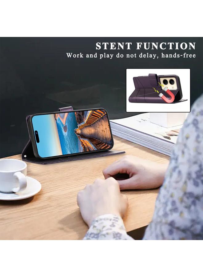 اس-توب جراب هاتف OPPO Reno9 مصنوع من جلد البولي يوريثان الأصلي ومزخرف بخطوط منقوش - Image 5