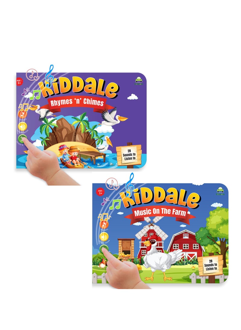 Kiddale - Pack of 2 Musical Rhymes Book| 8 Classical and 16 Farm Animal Nursery Rhymes|28 Sounds each |Interactive Touch n Play Sound Book|Best Gift with Musical Learning for 1-3 Years|Sing Along Books - Image 1