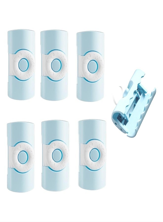 YOUNEEDFUL Cylindrical Bed Sheet Grippers, Adjustable Needle-Free Sheet Fasteners That Hold Slip and Fall Out Bedding Accessories for Most Mattresses,There is a donut like clasp，Food Bag Sealing Clips (Blue) - Image 1