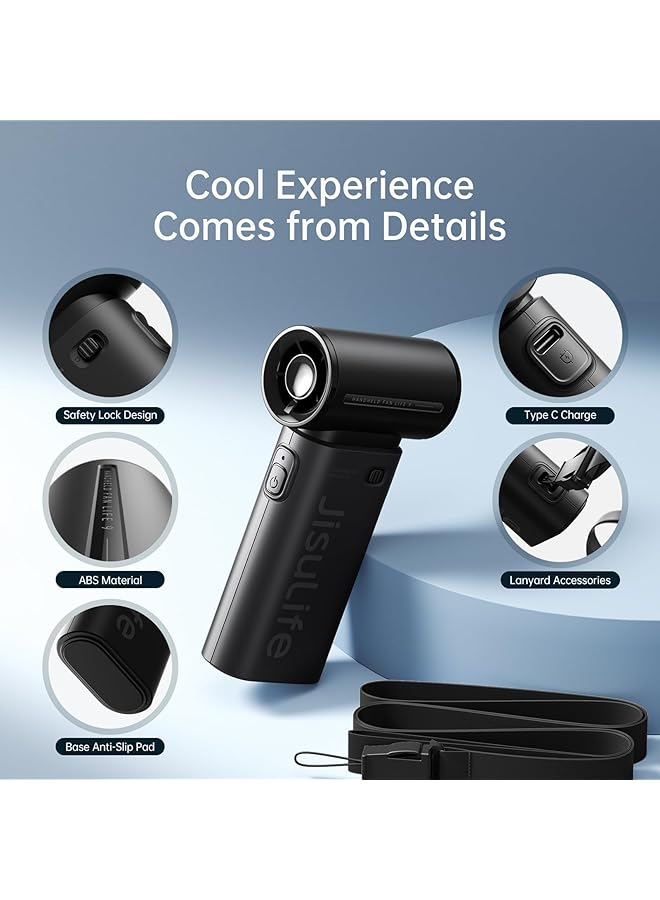 erorex Portable Handheld Fan Mini Usb Rechargeable Fan 18H Max Cooling Time 5000Mah Small Battery Personal Makeup Eyelash Fan Pocket Fan With 5 Speeds For Women Men Travel Camping Outdoor Black - Image 5