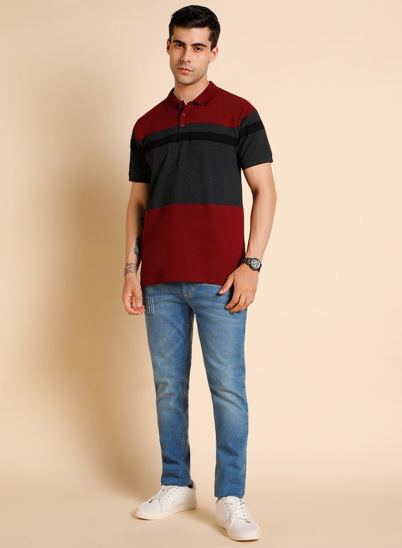 Dennis Lingo Maroon Polo T-Shirt for Men, Regular Fit, Cotton Comfort - Image 1