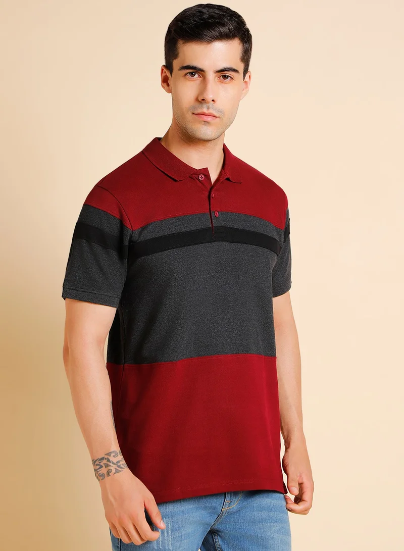 Dennis Lingo Maroon Polo T-Shirt for Men, Regular Fit, Cotton Comfort