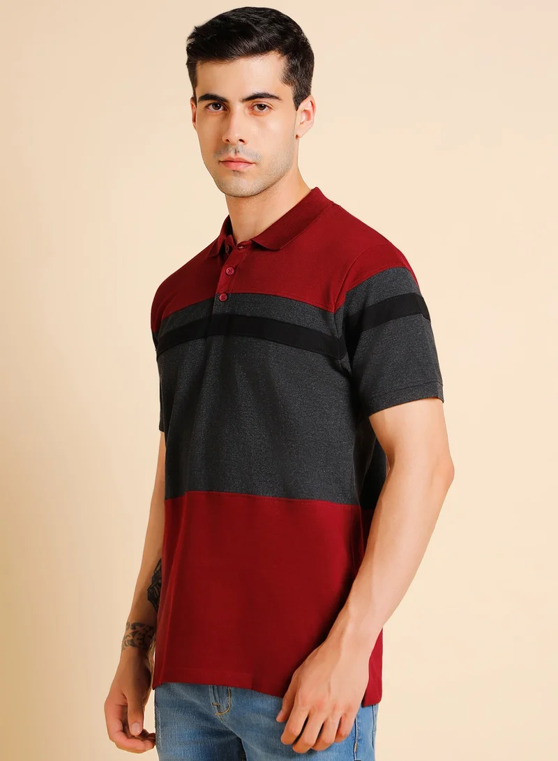 Dennis Lingo Maroon Polo T-Shirt for Men, Regular Fit, Cotton Comfort