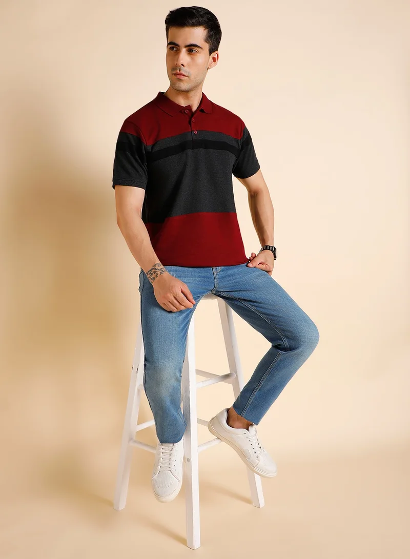 Dennis Lingo Maroon Polo T-Shirt for Men, Regular Fit, Cotton Comfort