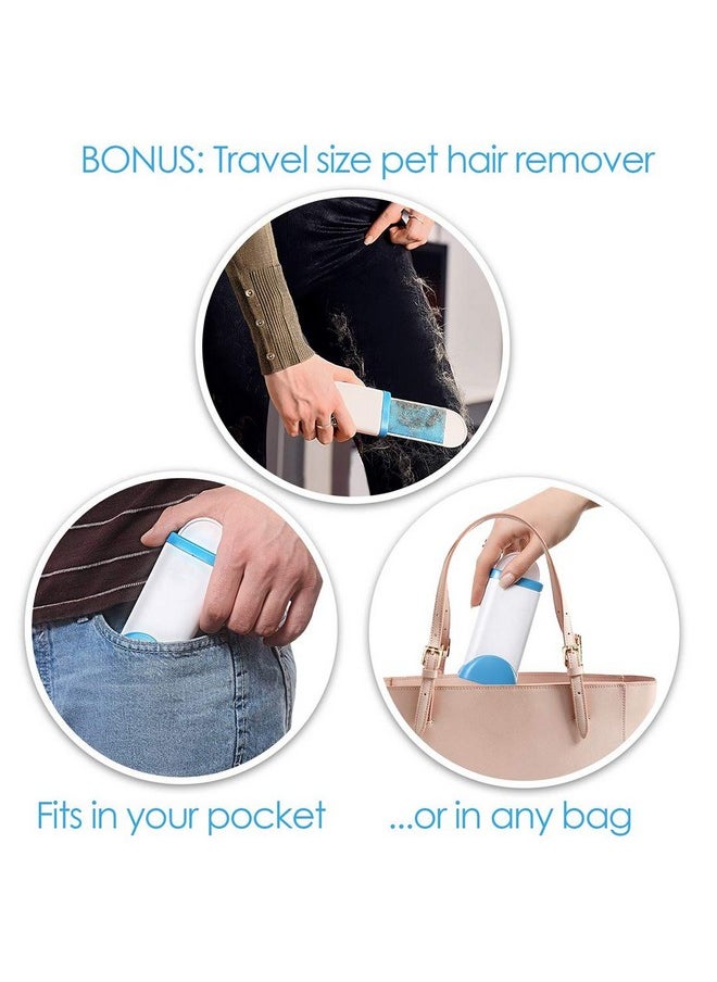 PET Double Sided Dog Hair Lint Remover Brush For Clothes - Remove Cat And Dog Hair, Lint From Clothing, Couch, Furniture, Bedding Blue  - Image 3